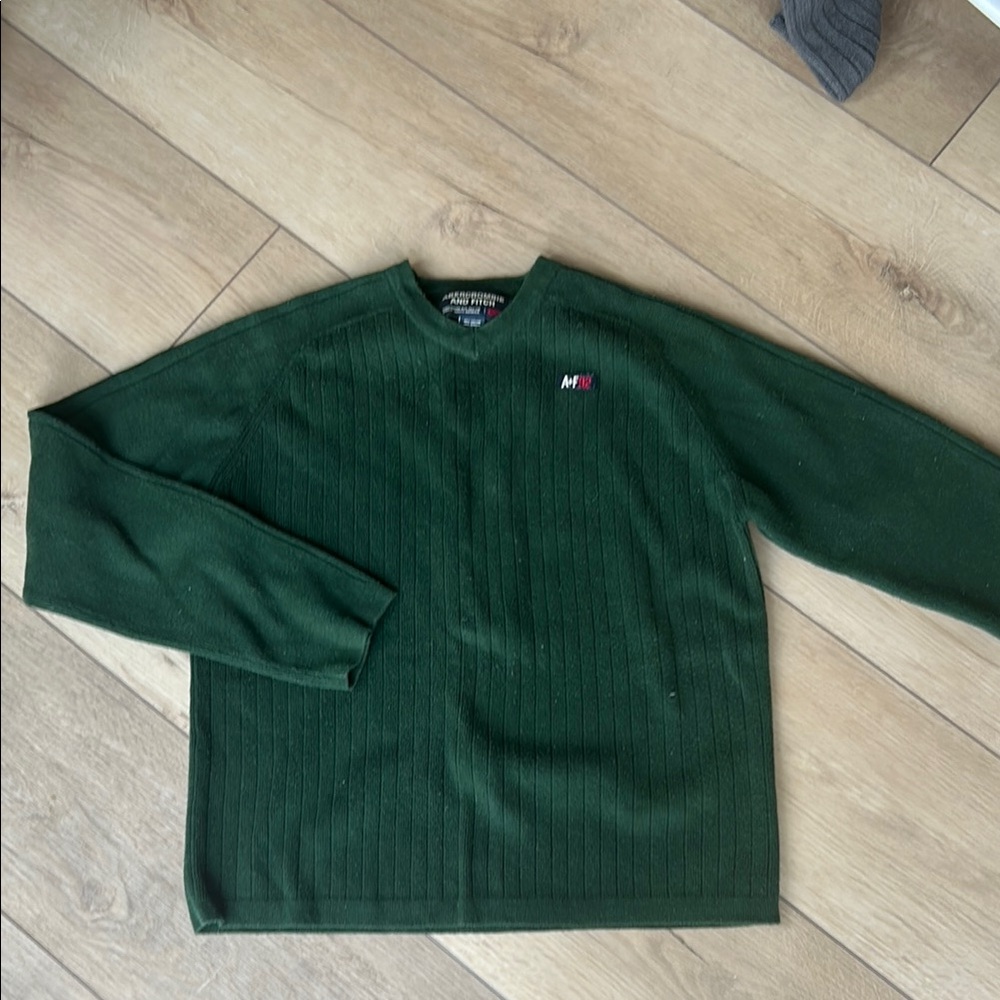 Abercrombie & Fitch Green Crewneck Sweater with Textured Knit